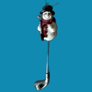 Kurt Adler Golfing Snowman on Top of Golf Club Vintage Ornament‎